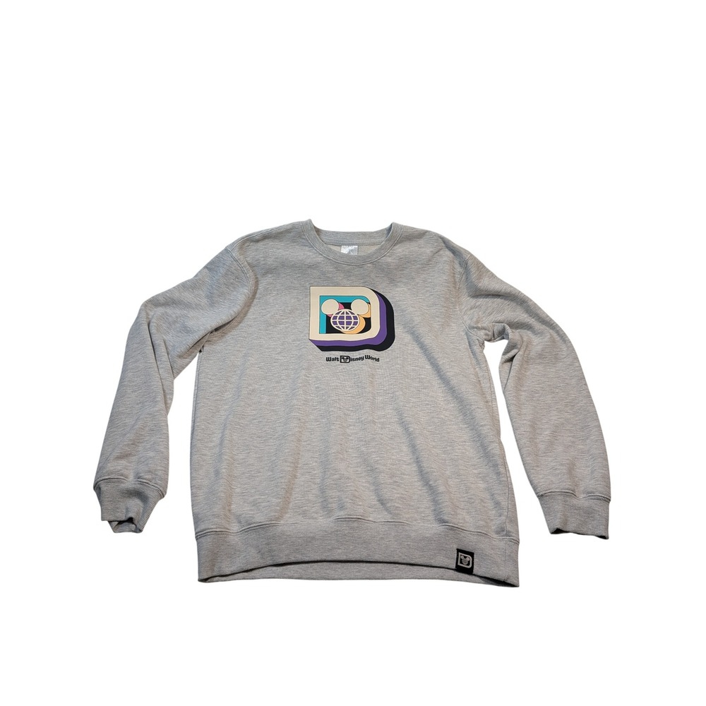 Disney Unisex Walt Disney World Sweatshirt Size M Gray Retro Logo
